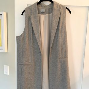 Long grey wool blazer vest (M)
